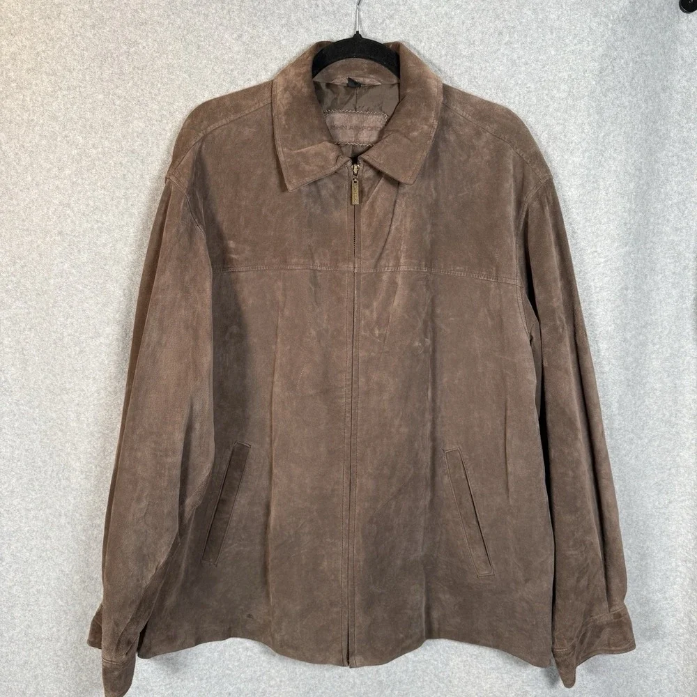 John Ashford Leather Jacket Mens Large Brown zip Up‎ Vintage
